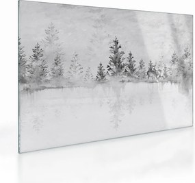 Sklenený obraz - Jelene pri jazere (70x50 cm)