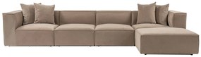 Rohová pohovka Sora s rámom zo 100% hrabového dreva 430 x 102 cm, pravá, kapučínová