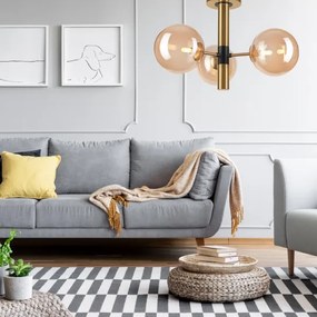 Luster na tyči ROLLO 3xG9/5W/230V zlatá/dymová béžová