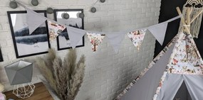 Detský stan TEEPEE (TÝPIE) ANIMALS s doplnkami - LES - šedý