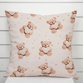 Biante Detská bavlnená obliečka na vankúš Sandra SA-721 Medvedíky so srdiečkami na púdrovo ružovom 50 x 50 cm