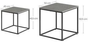 Dekorstudio Set 2ks kávových stolíkov - Betón / čierne nohy