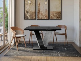Rozkladací jedálenský stôl Tearyl, Farby: k350 - sivá / čierna