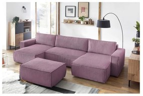 Ružový menčestrový taburet Nihad – Bobochic Paris