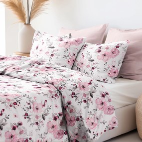 Goldea bavlnené posteľné obliečky - kvety sakury 140 x 200 a 70 x 90 cm