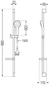 Mexen sprchový set DS05, čierna, 785054583-70