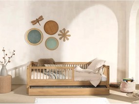 Detská posteľ z dubového dreva s výsuvným lôžkom s roštom v prírodnej farbe 90x200 cm Forrest – Vipack