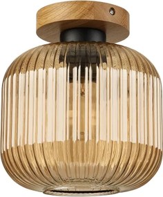 Stropné svietidlo MILOU WOOD 1xE27/15W/230V dub/dymová béžová, priemer 20 cm