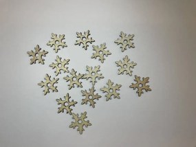 DECOLED Drevená dekorácia snehová vločka, 2 cm, 50 ks v balení