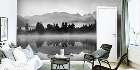 Manufakturer -  Tapeta black and white mountain lake