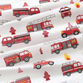 Goldea bavlnená napínacia plachta do detskej postieľky - hasičské autá 70 x 140 cm