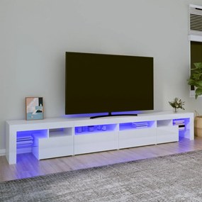 TV skrinka s LED svetlami lesklá biela 280x36,5x40 cm
