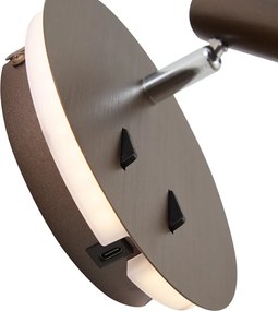 Moderná nástenná lampa tmavý bronz vrátane LED s USB-C - Croft