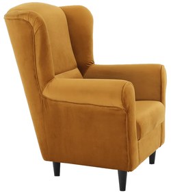 Tempo Kondela Kreslo ušiak, látka horčicová, CHARLOT