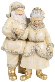 Béžová vianočná dekorácia Santa s babčou - 11*8*16 cm