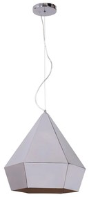 Závesné svietidlo Diamante, 1x strieborné textilné tienidlo, ch