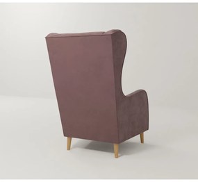 Ružové zamatové kreslo ušiak Carole – Ropez