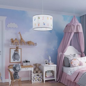 Detské závesné svietidlo Fairy, 1x plastové tienidlo so vzorom, (fi 30cm)