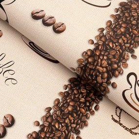 PVC obrus Káva na svetlo hnedom PV-212 - metráž š. 140 cm