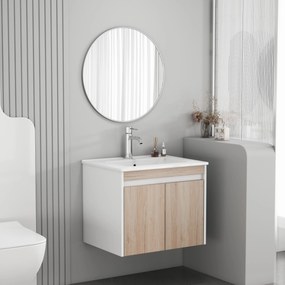 Závesná skrinka pod umývadlo Houseland Morvia 60 cm biela/dub