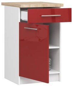 Spodná kuchynská skrinka s doskou OLIWIA S50 SZ1 biela / červená, lesk