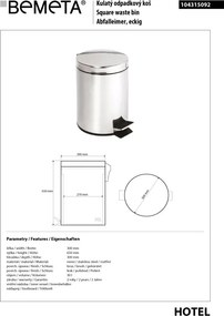 Bemeta Design Odpadkový kôš, 30 l, nerez, lesk - 104315092
