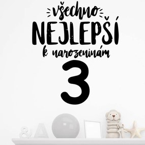 Veselá Stena Samolepka Všetko najlepšie Farba: černá, Veľkosť: 60 x 50 cm