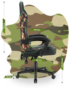 Hells Detská Herná stolička Hell's Chair HC-1005 Battle KIDS Camo Military