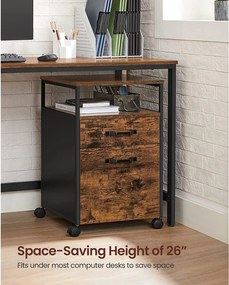 Kartotéka s 2 zásuvkami, rustikálna hnedá a čierna