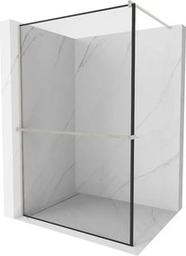 Mexen Kioto+, sprchová zástena Walk-In s poličkou a vešiakom 90 x 200 cm, 8mm číre sklo čierny vzor, brúsená oceľ profil, 800-090-121-97-70