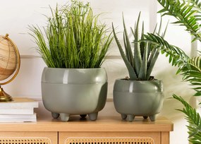 PLASTOVÝ KVETINÁČ BOTANICA SADA 2KS 30X24 CM+23X18,5 CM ZELENÁ