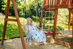 Sivé závesné kreslo KOLUMBIA so stojanom