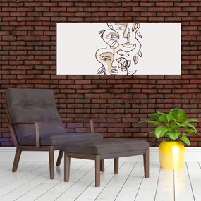 Obraz - Line art tváre (120x50 cm)