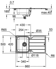 GROHE 31573SD1 -Sada kuchynského drezu K500 s odkvapkávacou plochou a batériou A 86×50 cm nerezová oceľ