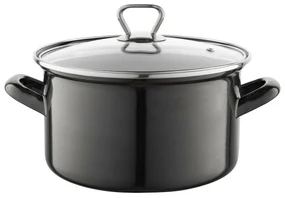Smaltovaný hrniec s pokrievkou 3,3 l, čierna