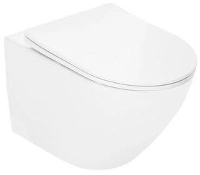 Gamma Mut-303, závesná WC misa Tornado/Rimless 490x360x345 mm + SLIM toaletné sedadlo, biela lesklá, GMA-MUT-303