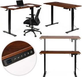 Elektrický výškovo nastaviteľný pracovný stôl s čiernymi nohami - 120 x 60 cm