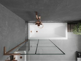 Mexen Next L, 1-krídlová vaňová zástena 90 x 150 cm, 6mm číre sklo-čierny vzor, ružové zlato profil, 895-090-000-03-77-60