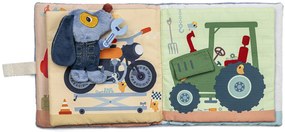 Lilliputiens - textilná knižka - psík Jules v garáži