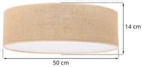 Stropné svietidlo Juta, 1x jutové tienidlo, (biele plexisklo), (fi 50cm)