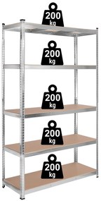 Dielenský regál IRONHOLD 205x120 cm strieborný