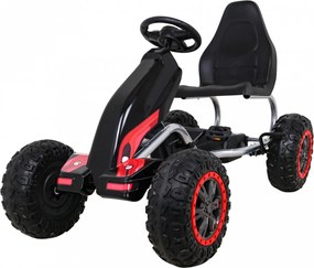 Ramiz Veľká silná detská motokára s pedálmi čierna + 100 kg záťaž + EVA kolesá + ručná brzda + športové sedadlo