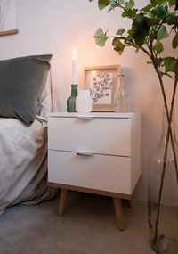 Nočný stolík Göteborg, biela/dub sonoma