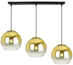 Závesné svietidlo Bergen Gold, 3x zlaté/transparentné sklenené tienidlo (fi 15cm)