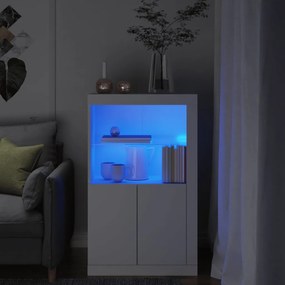 Bočná skrinka s LED svetlami biela kompozitné drevo 836623