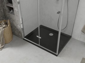Mexen Lima, sprchový kút so skladacími dverami 80 (dvere) x 100 (stena) cm, 6mm číre sklo, chrómový profil + slim sprchová vanička čierna + chrómový sifón, 856-080-100-01-00-4070
