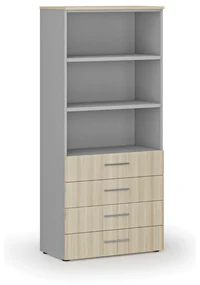 Kancelárska skriňa so zásuvkami PRIMO GRAY, 1781 x 800 x 420 mm, sivá/dub prírodný
