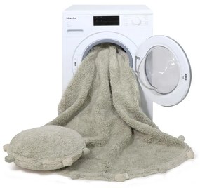 Svetlozelený prateľný ručne tkaný bavlnený detský koberec ø120 cm Bubbly Olive – Lorena Canals