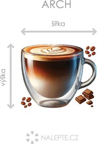 Šálka ​​cappuccino textilní prelepiteľná nálepka na stenu hárok 45 x 38 cm