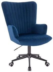 LuxuryForm DESIGN Kreslo AMADEO VELUR na čiernej podstave s kolieskami - modré